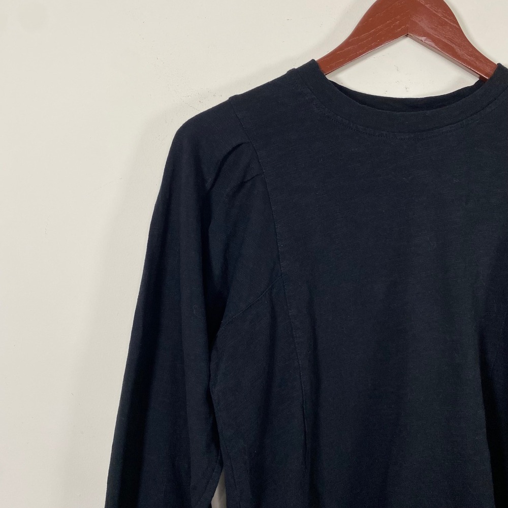 Marine Layer Womens XS Black Long Sleeve Top Puff Sleeve Minimalist Cotton - Picture 4 of 6